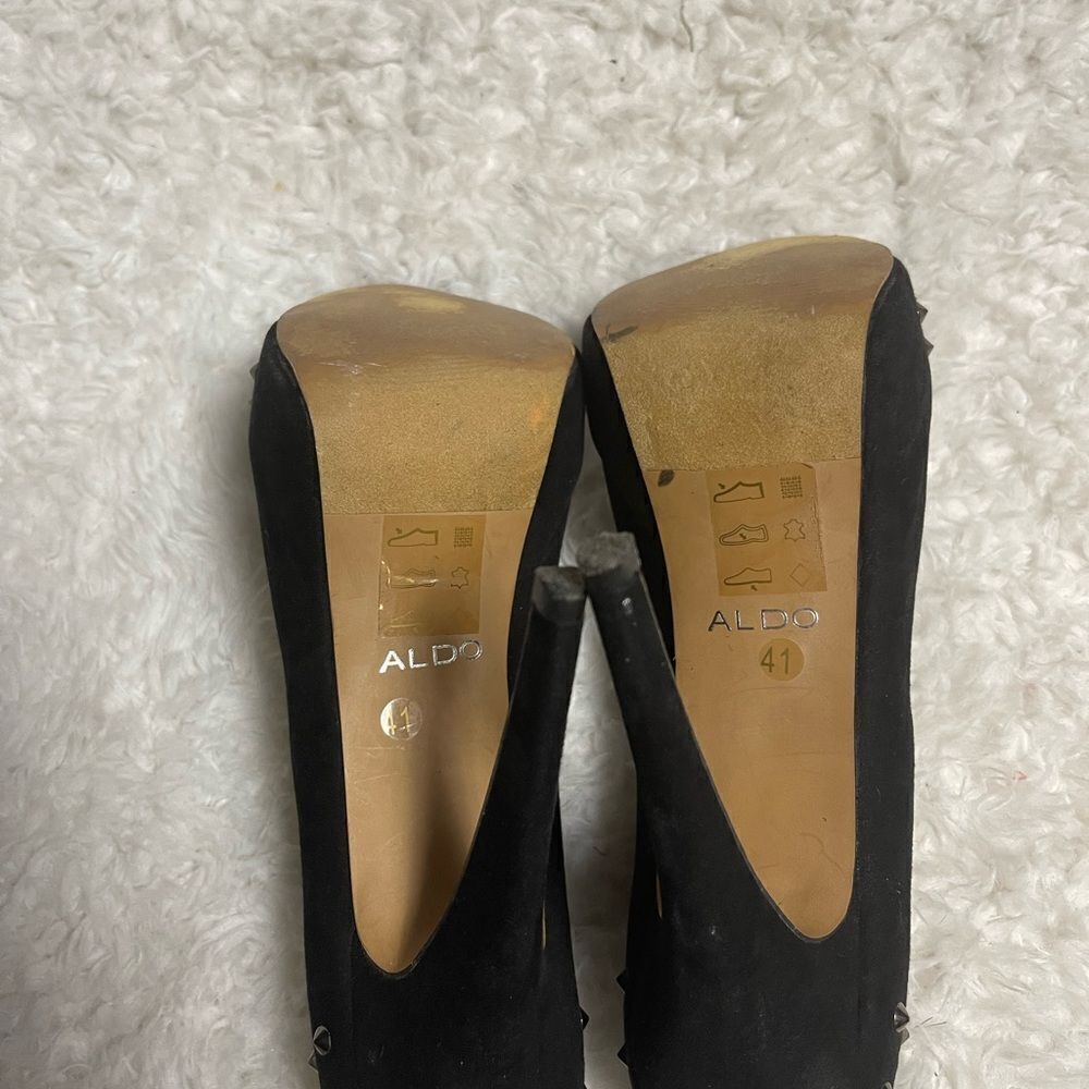 ALDO Michelino Synthetic suede Black studded Platform Heels EU R SZ41 US10.5 - Picture 9 of 10